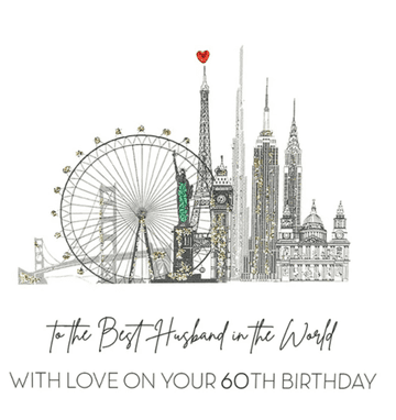 Best Husband in the World with Love on your 60th card