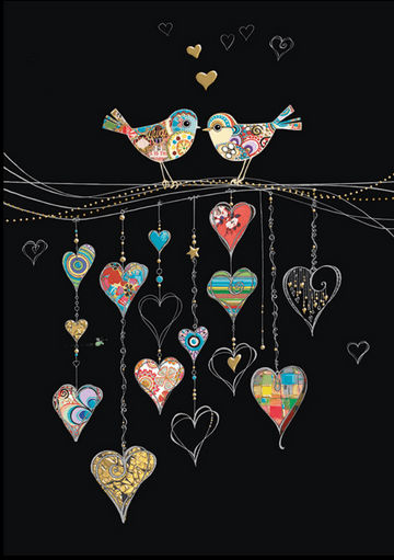 Bird Hearts Blank embossed / foiled greeting card