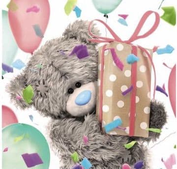 Birthday Bear with Present ( 3D ) Birthday card
