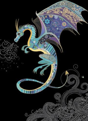 Blue Dragon Blank embossed / foiled greeting card