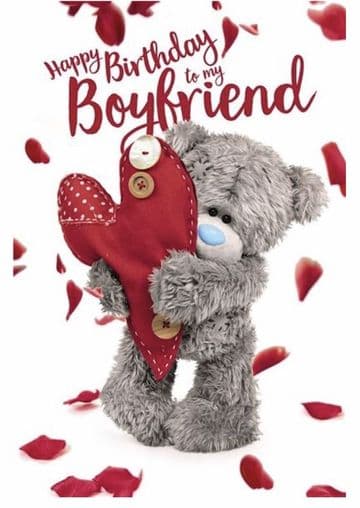 Boyfriend Bear holding Heart ( 3D ) Birthday card