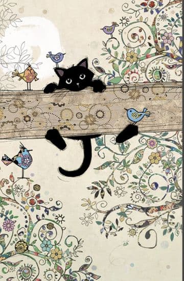 Branch Kitty cute Black cat greeting card