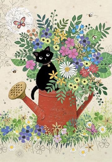 Can Kittie cute Black cat greeting card