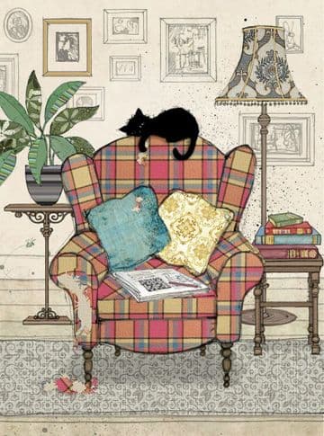 Chair Kitty cute Black cat greeting card