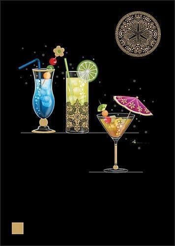 Cocktails Blank embossed / foiled greeting card