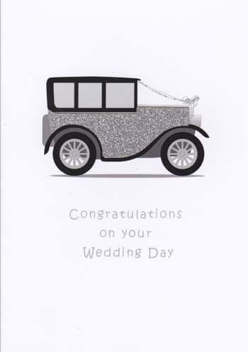 Congratulations on your Wedding Day Silver Car Wedding card