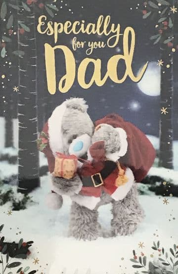 Dad Bear with sack and present (3D) Christmas card