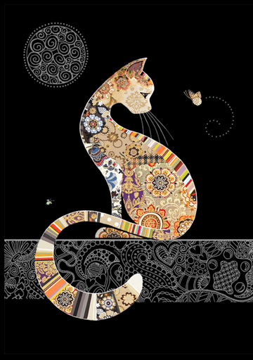 Decorative Cat Blank embossed / foiled greeting card