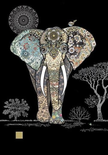 Decorative Elephant Blank embossed / foiled greeting card