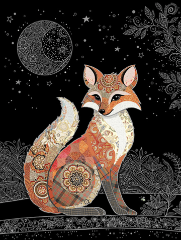 Decorative Fox Blank / Embossed Greeting card