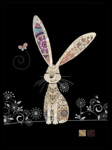 Decorative Rabbit Blank embossed / foiled greeting card