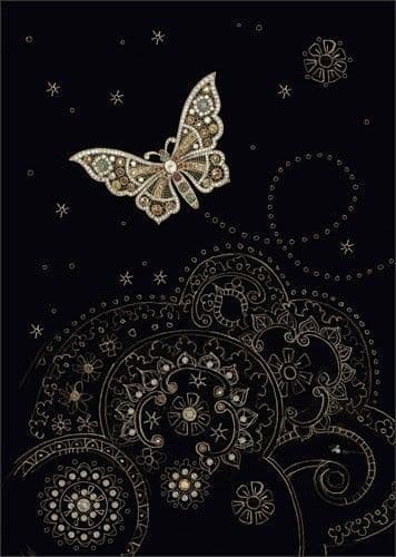 Diamond Butterfly Blank embossed / foiled greeting card