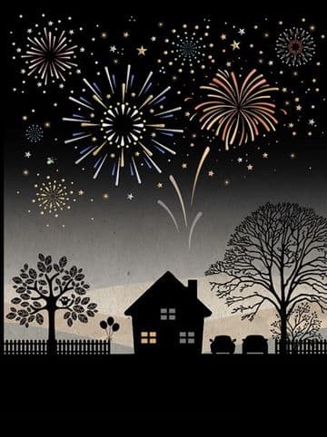 Fireworks Blank embossed / foiled greeting card