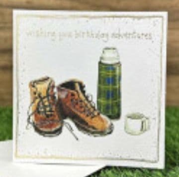 Flask and Boots Birthday card