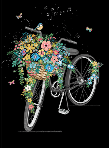 Flower Bike Blank embossed / foiled greeting card