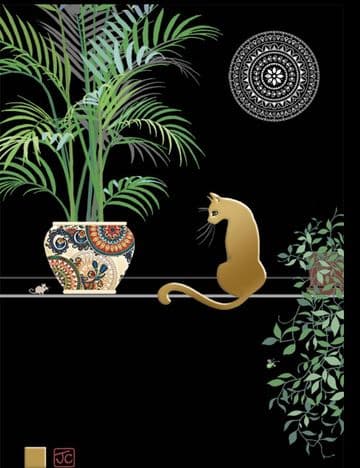 Gold Cat Blank embossed / foiled greeting card