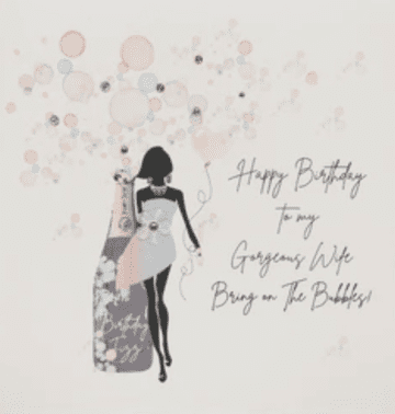 Gorgeous Wife Bubbles Hand- embellished Birthday card