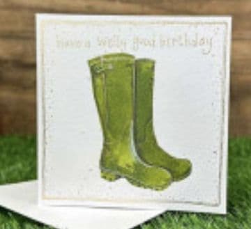 Green Wellies Birthday card