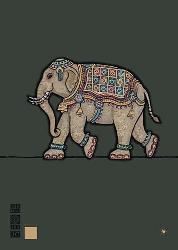 Indian Elephant Blank embossed / foiled greeting card