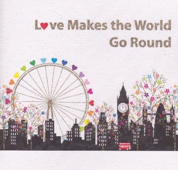 Love makes the world go round (Red Bus) Greetings Card