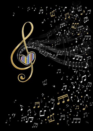 Music Clef Blank embossed / foiled greeting card