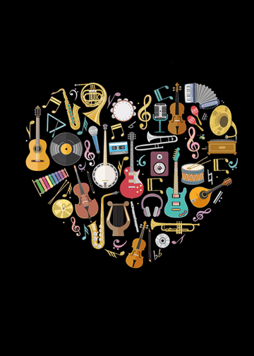 Music Heart Blank embossed / foiled greeting card