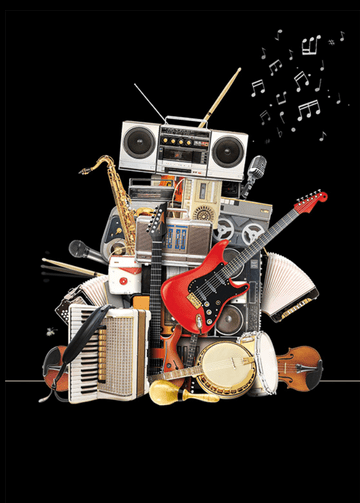 Music Robot Blank embossed / foiled greeting card