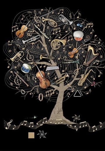 Music Tree Blank embossed / foiled greeting card