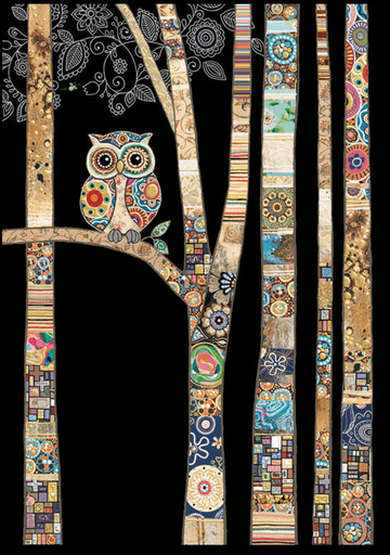 Owl Birch Blank embossed / foiled greeting card