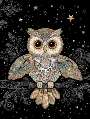 Patterned Owl Blank/ Embossed Greeting card