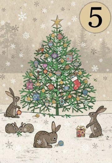 Rabbits Tree ( 5 pack ) Christmas cards