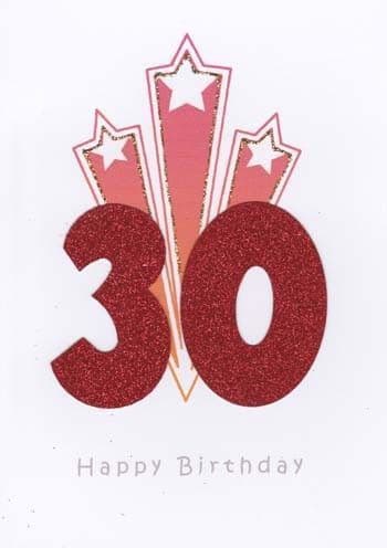 Red 30 Birthday Card
