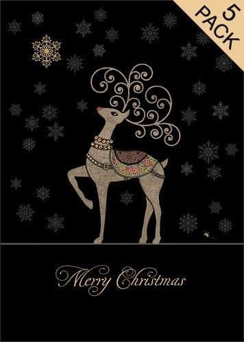 Rudolph and Snowflakes 5pk Christmas cards