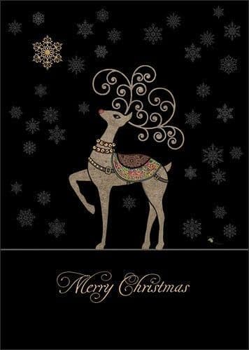 Rudolph and Snowflakes Christmas card