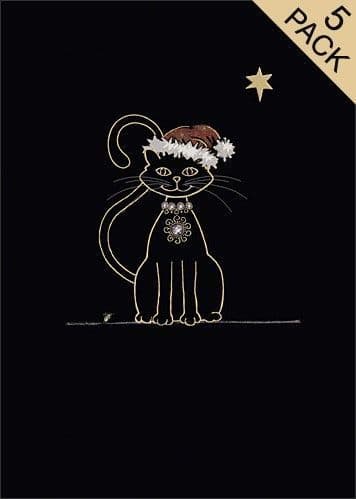Santa Cat 5 pack Christmas cards