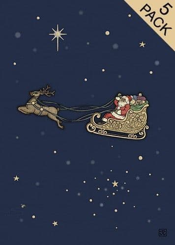 Santa Sleigh 5 pack Christmas cards