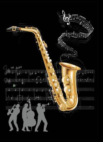 Saxaphone Blank embossed / foiled greeting card
