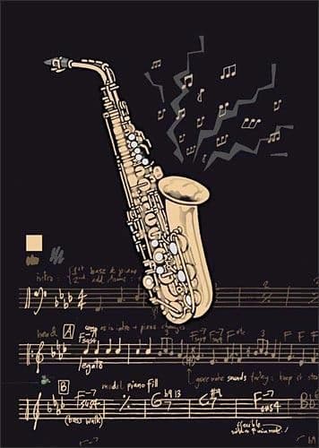Saxophone Blank embossed / foiled greeting card