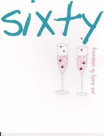Sixty Pink Bubbly Birthday card