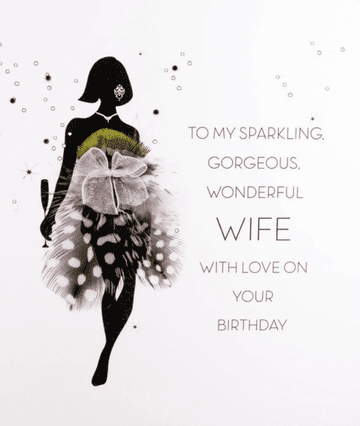 Sparkling Gorgeous Wonderful Wife Birthday card