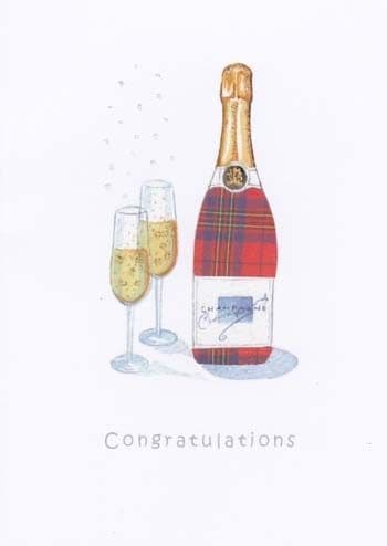 Tartan Champagne Greetings Card