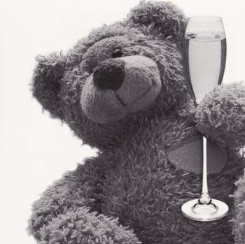 Teddy and Drink Greetings Card