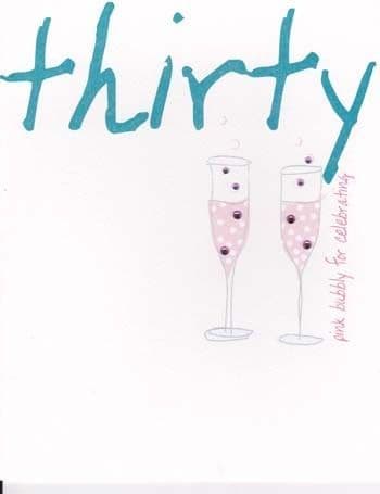 Thirty Pink Bubbly Birthday card