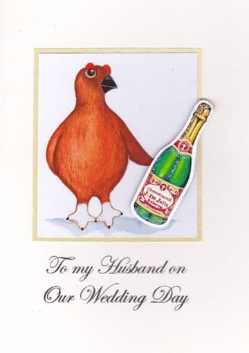 To my Husband on our Wedding Day (Grouse) Greetings Card