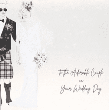 To the Adorable couple (Kilted) Wedding card