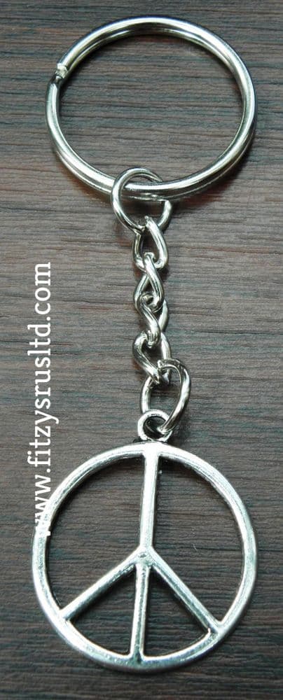 10 PCS x Peace CND Symbol Keyrings Anti War Key Rings 25mm