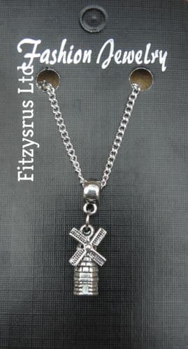 18" or 24 Inch Chain Necklace & 3D Windmill Pendant Charm Mill Souvenir Gift New