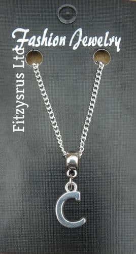 18" or 24 Inch Chain Necklace & Alphabet Letter C Pendant / Charm - Name Initial