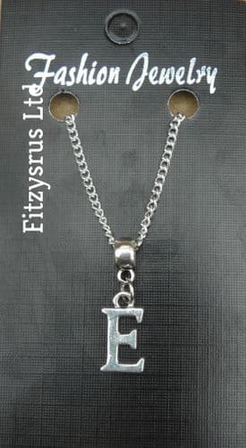18" or 24 Inch Chain Necklace & Alphabet Letter E Pendant / Name Initial Charm