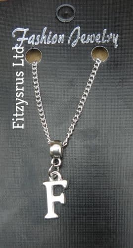 18" or 24 Inch Chain Necklace & Alphabet Letter F Pendant / Charm Name Initial